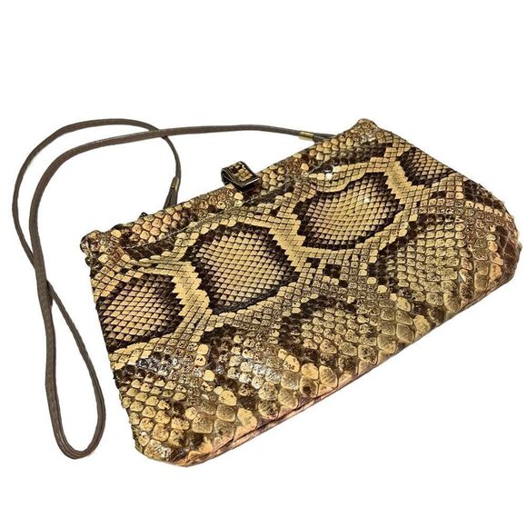 Vintage Authentic 80’s Hala Snake Skin HandBag Purse- MINT